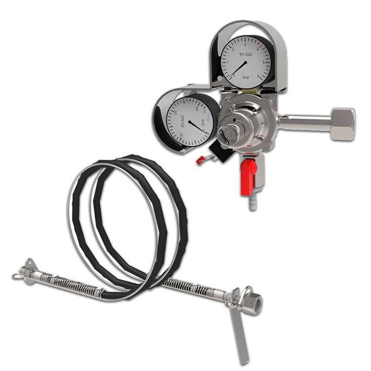 Regulador Plus 1 Cuerpo Dispro HK G1/2&quot; 2 Salidas 5/16&quot; con Latiguillo